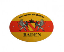 Türschild „Hier wohnt ein Badner“ oval