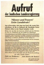 Postkarte – „Aufruf der badischen Landesregierung“