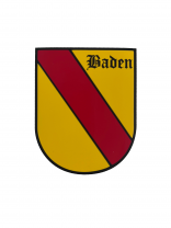 Wappen mit Schriftzug, Gelb-Rot-Gelb