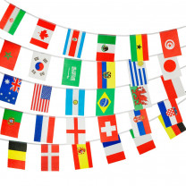 Internationale Fahnenkette aus Stoff – ung. 10 m  (30 x 45 cm)