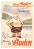 Postkarte „Durch Baden wird man echt gesund“