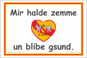Solidaritätsschild "Mir halde zemme un blibe gsund" – Aluschild