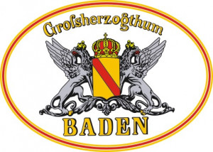 Aufkleber – Großherzogtum Baden mit weißem Hintergrund und Rand in badischen Farben