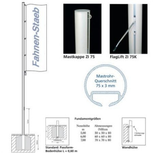 Flagpole ZI 75 K – with crank hoist system