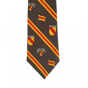 Baden Tie – Design 6 Gray with Crest & Stripes