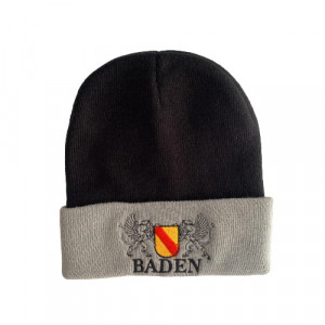 Mütze Baden – Schwarz mit grauer Krempe & Stickerei