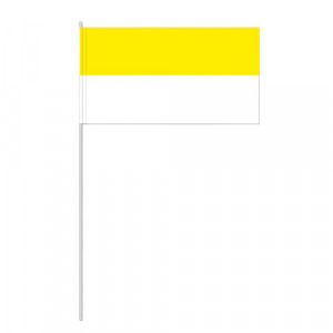 Papierfahne Gelb‑Weiß 12 x 24 cm am Polystyrolstab