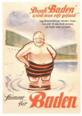Postkarte „Durch Baden wird man echt gesund“