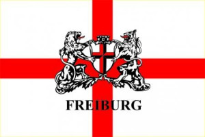 Freiburg Flag with Coat of Arms – Horizontal Format