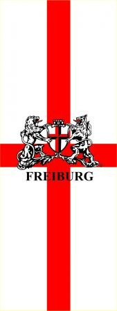 Freiburg Flag with Coat of Arms in Vertical Format
