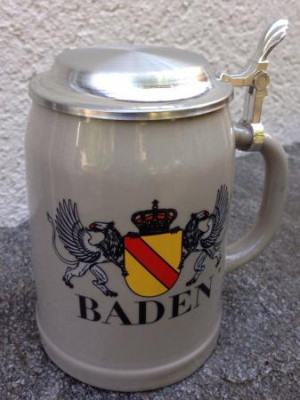 Baden Beer Stein with Pewter Lid – Stoneware, 0.5 l, Crest & Griffin