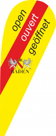 Promoflag Type B – “Open / Ouvert / Geöffnet” (Badisch)
