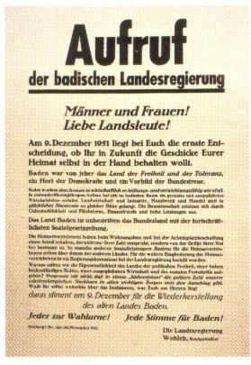 Postkarte – „Aufruf der badischen Landesregierung“