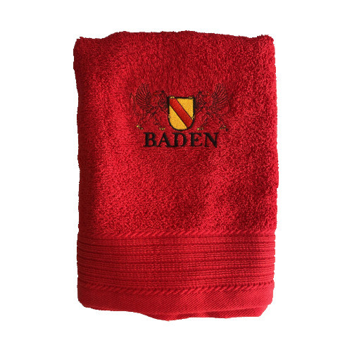 Baden Towel – With Crest, Griffin & “BADEN” Text Red