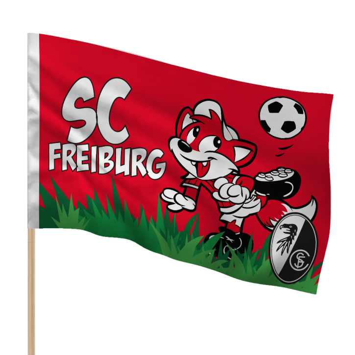 SC Freiburg Kinderfahne „Füchsle“ – mit Maskottchen