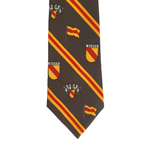 Baden Tie – Design 6 Gray with Crest & Stripes