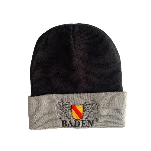 Mütze Baden – Schwarz mit grauer Krempe & Stickerei