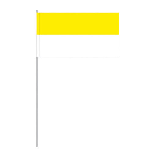 Papierfahne Gelb‑Weiß 12 x 24 cm am Polystyrolstab