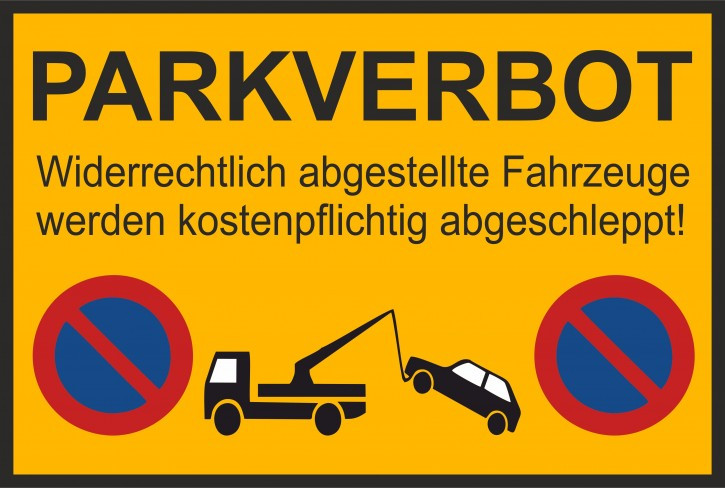 Alu-Schild "Parken verboten – Abschlepper" 15x10