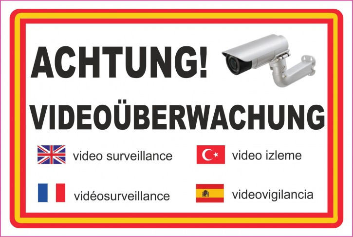 Alu-Schild „Achtung Videoüberwachung“
