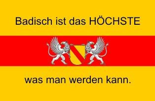 Aufkleber „Baden mit Wappen" und Text – „Badisch ist das Höchste, was man werden kann“