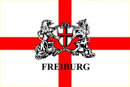 Freiburg Flag with Coat of Arms – Horizontal Format