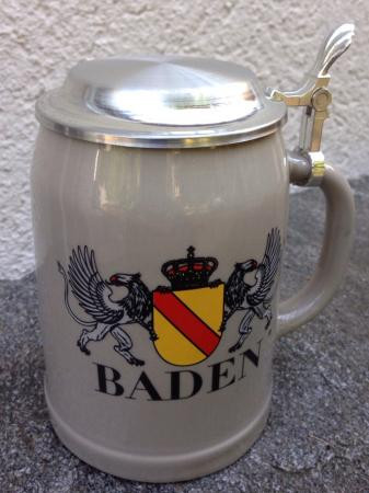 Bierkrug Baden mit Zinndeckel